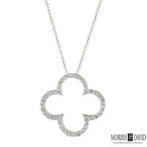 0.33 Carat Natural Diamond Clover Pendant Necklace